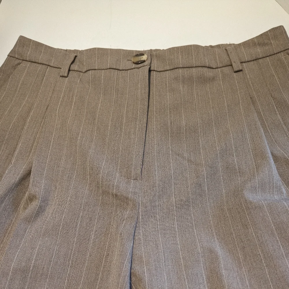 House of Harlow 1960 tan pin stripe slacks women's sz L New no tag - Picture 9 of 10